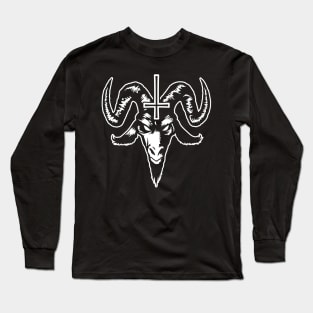 Satanic Goat Head with Cross (white) Long Sleeve T-Shirt